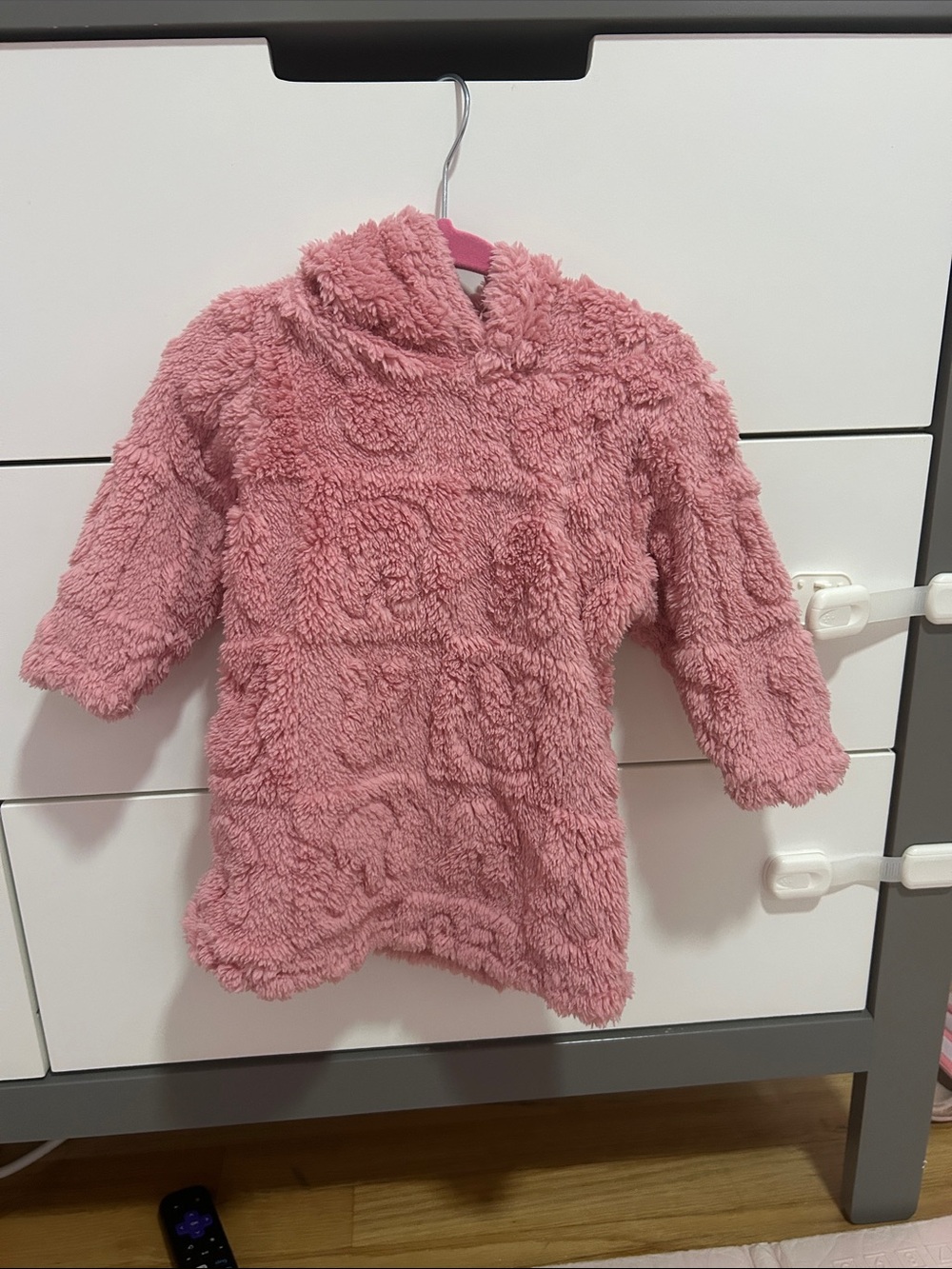 Cozy Plush Pink Hooded Toddler Dress
